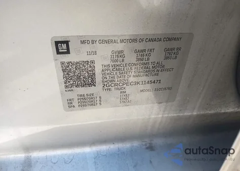 2019 Chevrolet Silverado 1500 Ld Lt z USA, uszkodzony, nr VIN 2GCRCPEC3K1145471